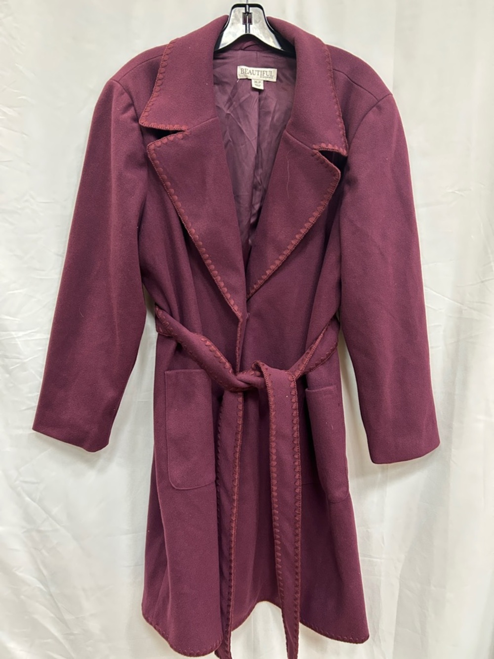 Beautiful Burgundy Belted Long Coat